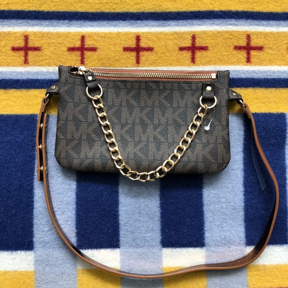 NEW! Michael Kors Signature Logo Pull Chain Belt Bag